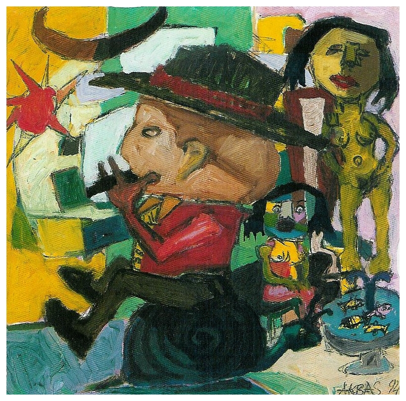 Man with the cigare - 40x40cm - 1994 - Oil on paper