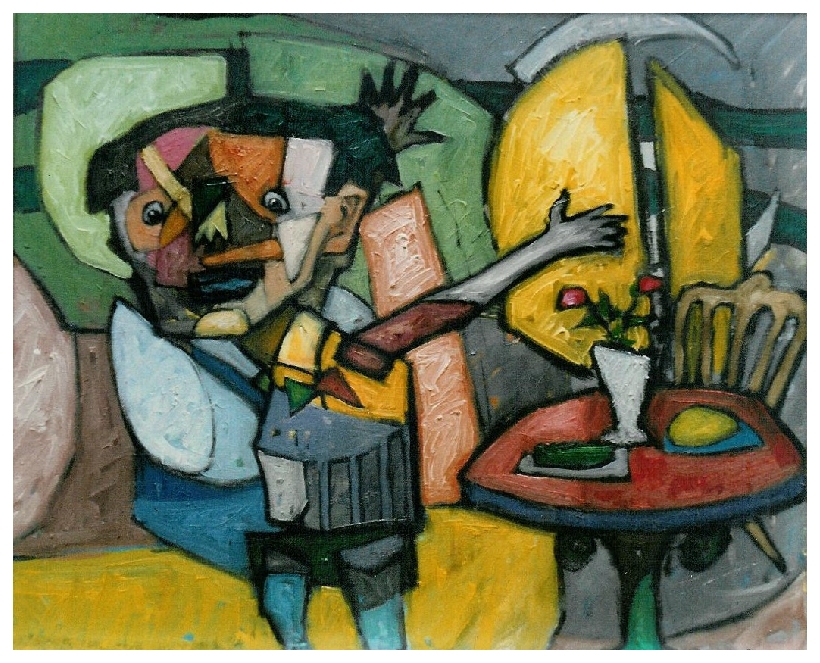 Invitation to dinner- 42x51cm - 1995 - Oil on canvas