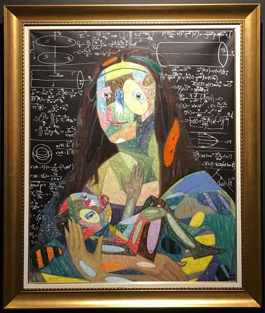 Da Vinci bébé et sa mère - 100x81 - Peinture à l'huile sur toile